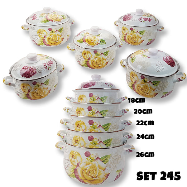 Set emajlirane posode - 10 kosov Flower 245